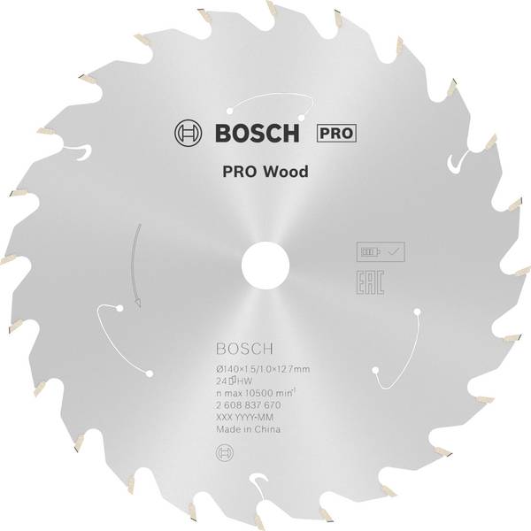 Bosch Accessories Bosch Power Tools 2608837670 Hårdmetall cirkelsågklinga 140 x 12.7 mm Antal tänder (per tum): 24 1 st