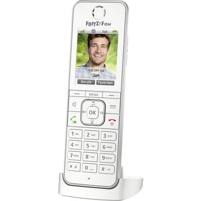 AVM FRITZ!Fon C6 Trådlös telefon VoIP Telefonsvarare, Babyphone, Handsfree, PIN-kod LCD Vit
