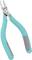 En tång med turkosa handtag och silverfärgat metallhuvud, lämplig för precisionsklippning inom hantverks- eller elektronikprojekt.