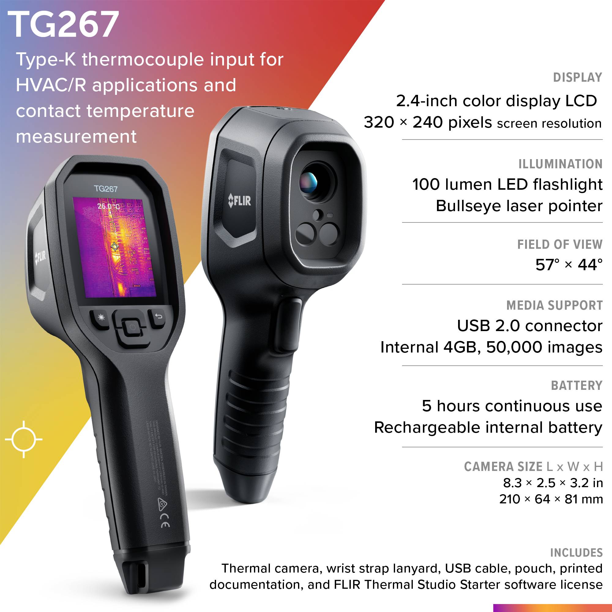 FLIR TG267 Värmekamera -25 till +380 °C 160 x 120 Pixel 8.7 Hz MSX®-5