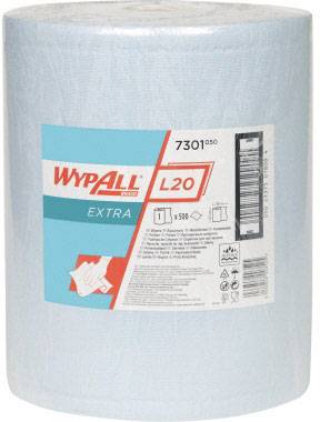 En rulle blå rengöringsdukar av märket 'Wypall L20 Extra', lämplig för mångsidig rengöring inom industriell miljö.