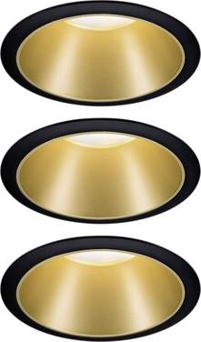 Paulmann 93404 Cole Coin Inbyggnadsbelysning Set 3 st  LED LED 6 W Svart, Guld