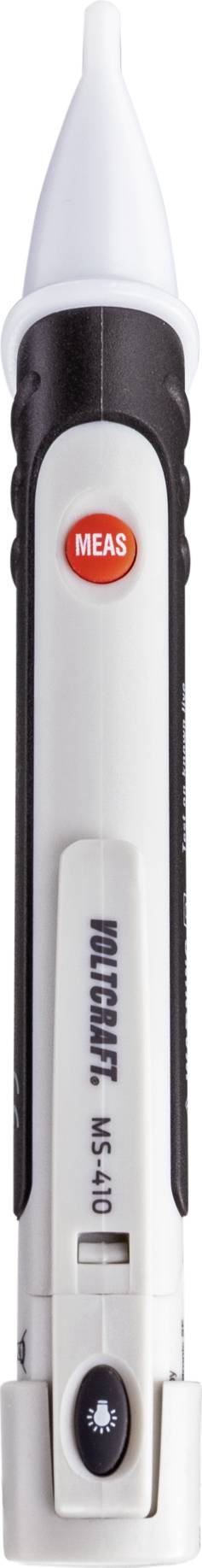 En digital spänningsprovare, modell 'KAIWEETS VDE', med röd mätknapp och isolerad spets, för kontroll av elektriska spänningar.