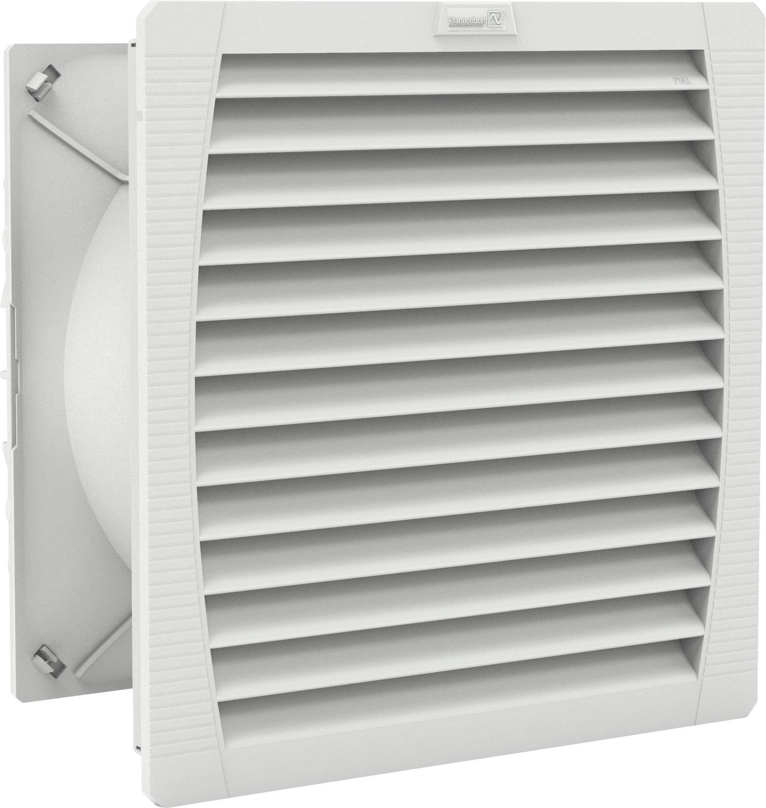 Ventilationsgaller med horisontella lameller, rektangulär form, neutral grå färg. Lämplig för vägg- eller takinstallation.