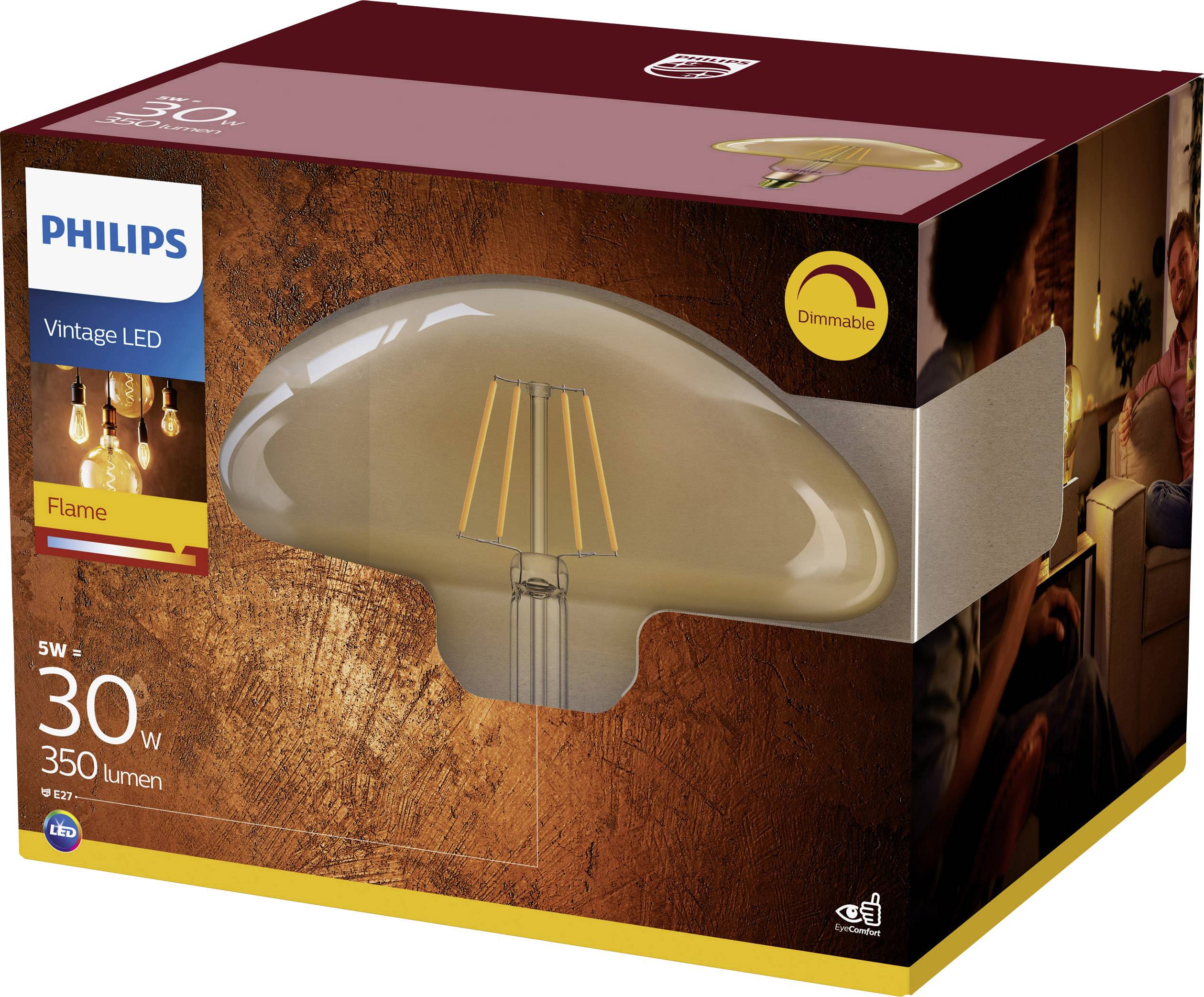 Philips LED EEK A+ (A++ E) E27 Svampform 5 W = 30 W Philips Classic Mushroom guld LED lampa E27 5W | Lamp24.se