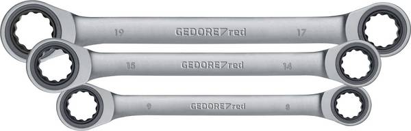 Gedore RED 3300898 R07405006 Dubbel spärrnyckel set 6 delar Nyckelvidd (Metrisk) (för titel) 8 - 19 mm