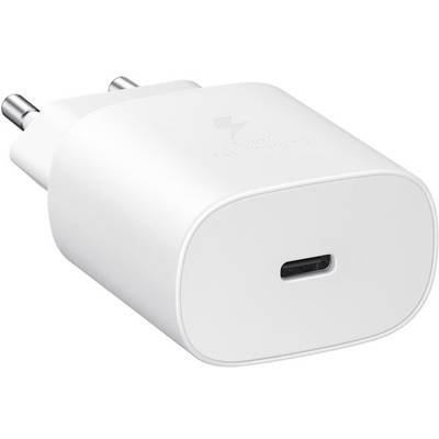 Ett vitt USB-C-laddningsadapter med två europeiska stiftkontakter, lämplig för elektroniska enheter.
