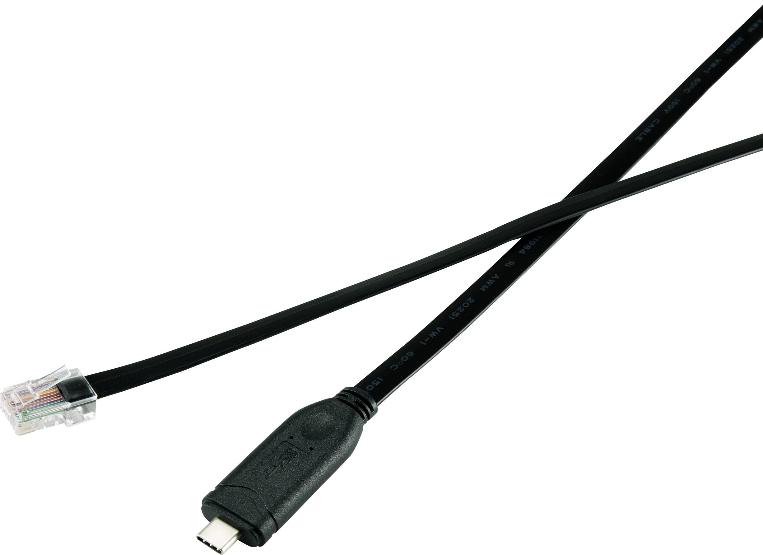 USB-kabel och RJ45-kontakt i korsande placering.