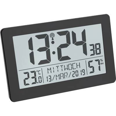 TFA Dostmann 60.2557.01 DCF Radioklocka 206 mm x 30 mm x 130 mm Svart Stor display