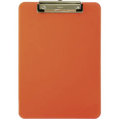 Ett orange urklipp med metallklämma.