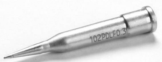 Silverfärgad precisionsborr med påskriften '102PDFL0.31'. Lämplig för fina hantverk eller teknologiska tillämpningar.