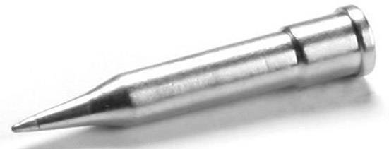 En metallisk lödspets, konisk med smal spets, för precisionsarbete vid lödning av elektroniska komponenter.