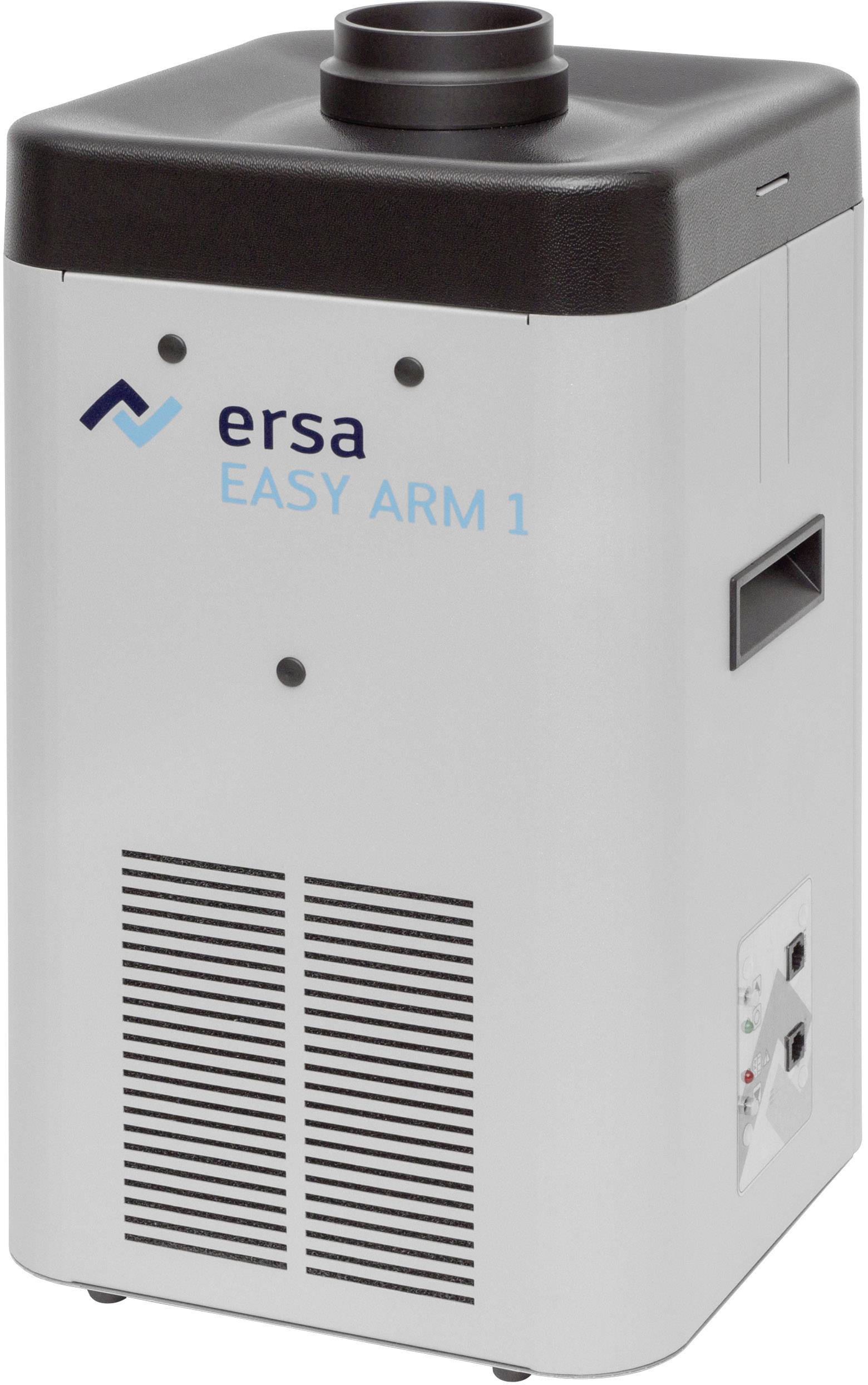 'Ersa Easy Arm 1' är ett kompakt, mobilt rök- och partikelfilter med ett svart övre utlopp och sidohandtag.