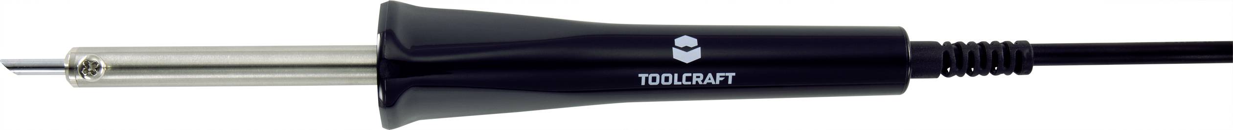 En lödpenna med svart handtag och metallspets från märket Toolcraft.