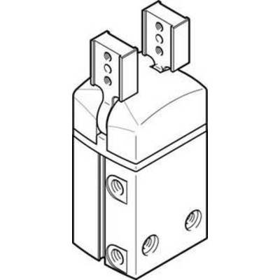 Svartvit illustration av en elektrisk strömbrytare med två knappar och fyra skruvhål vid sidorna.