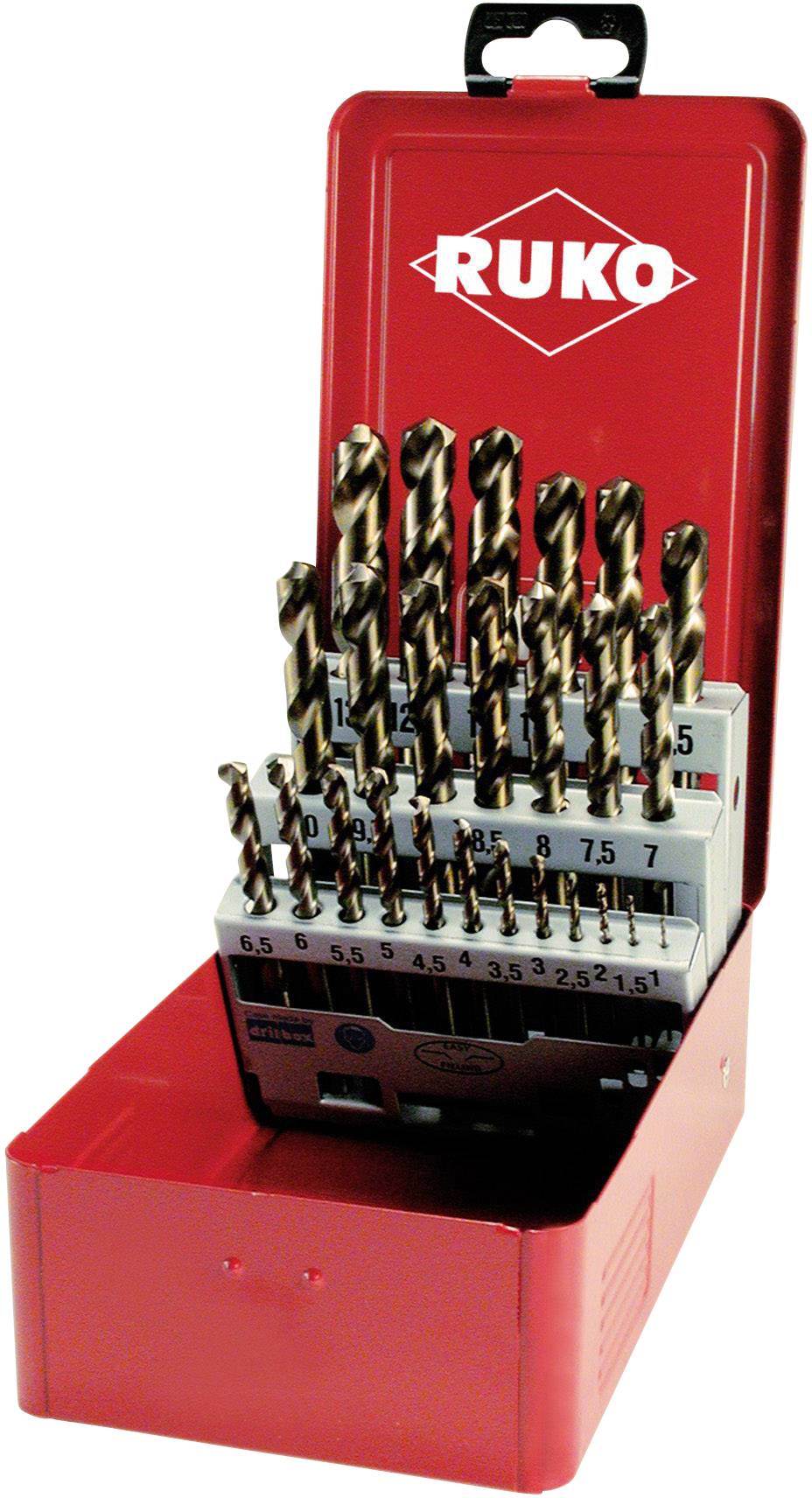 RUKO 215215 HSSE-Co 5 Metall-spiralborrset 25 delar 1 mm, 1.5 mm, 2 mm, 2.5 mm, 3 mm, 3.5 mm, 4 mm, 4.5 mm, 5 mm, 5.5 mm-0
