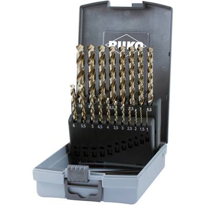 RUKO 228214RO HSSE-Co 5 Metall-spiralborrset 19 delar DIN 338 3-skaft 1 set