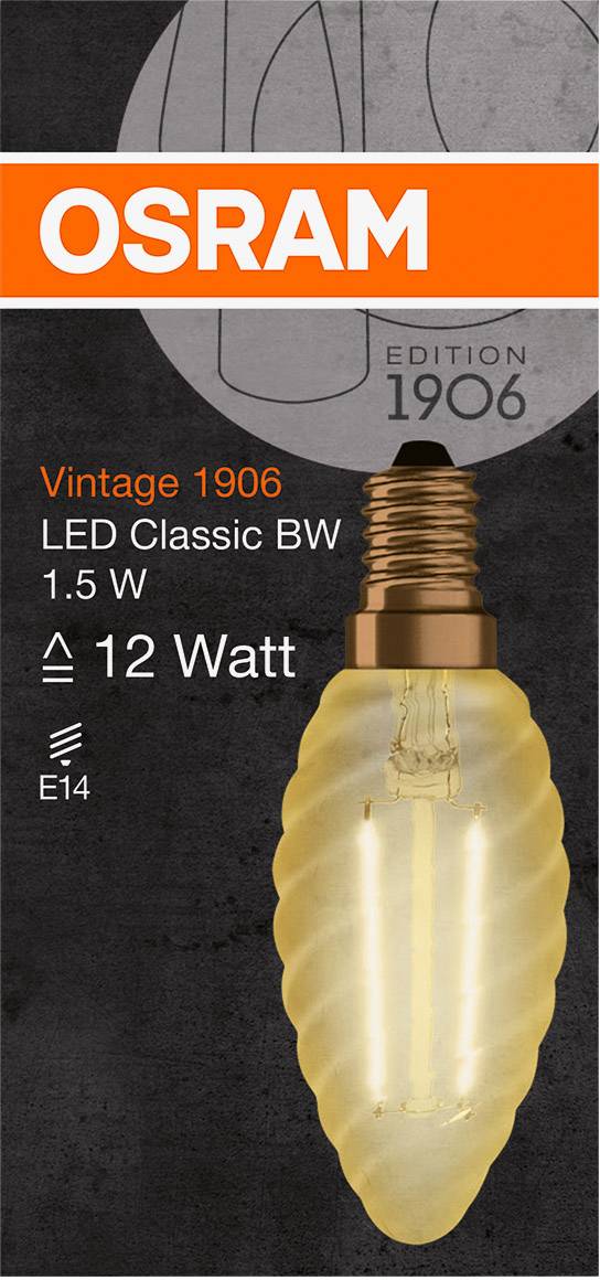 OSRAM 4058075293243 LED-lamp EEK G (A - G) E14 Kronljusform 2 W Varmvit (Ø x L) 35.0 mm x 100.0 mm 1 st