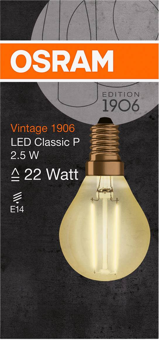 OSRAM 4058075290815 LED-lamp EEK F (A - G) E14 Droppform 2.5 W = 22 W Varmvit (Ø x L) 45.0 mm x 77.0 mm 1 st