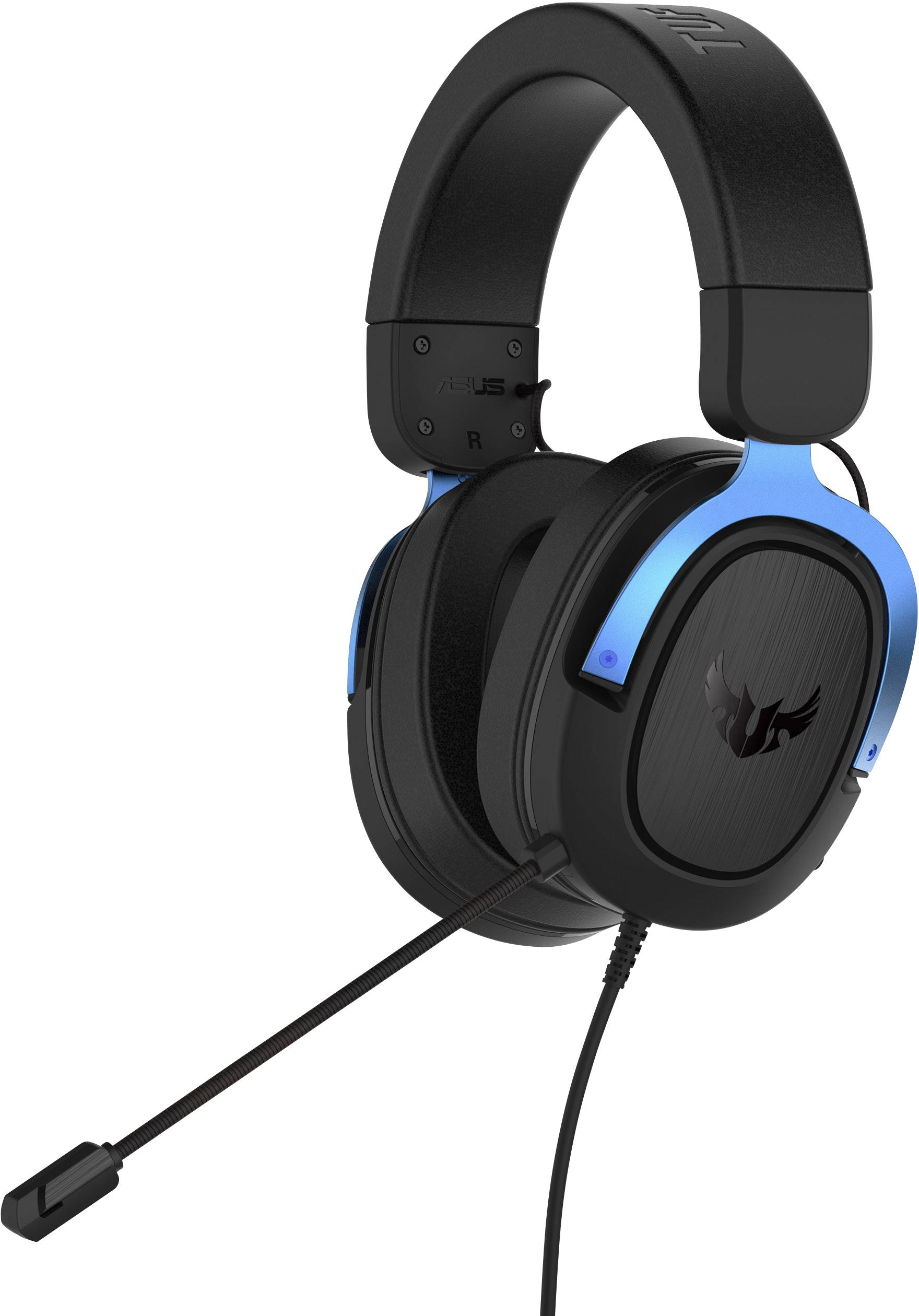 Asus TUF H3 Over Ear-hörlurar Sladd 7.1 Surround Svart, Blå Spel