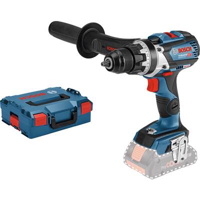 Batteridriven borrskruvdragare med extra handtag och väska; blå och röd; lämplig för bygg- och DIY-projekt.