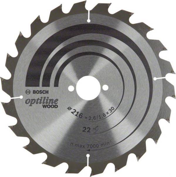 Bosch Accessories Optiline 2608838410 Cirkelsågblad 216 x 30 x 1.6 mm Antal tänder (per tum): 22 1 st