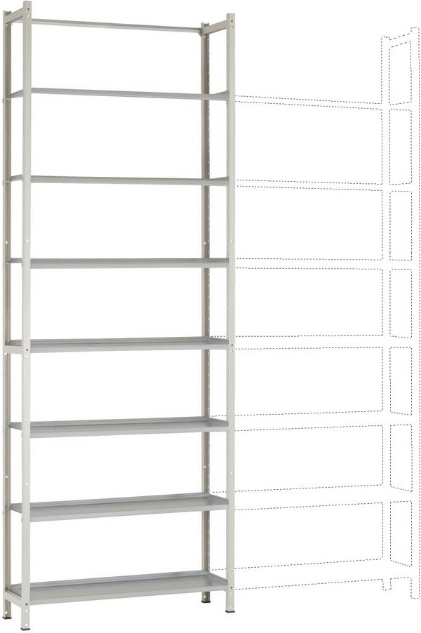 Manuflex RA2235.7035 Fackhylla grundmodul  (B x H x D) 930 x 2250 x 300 mm    Stålbotten