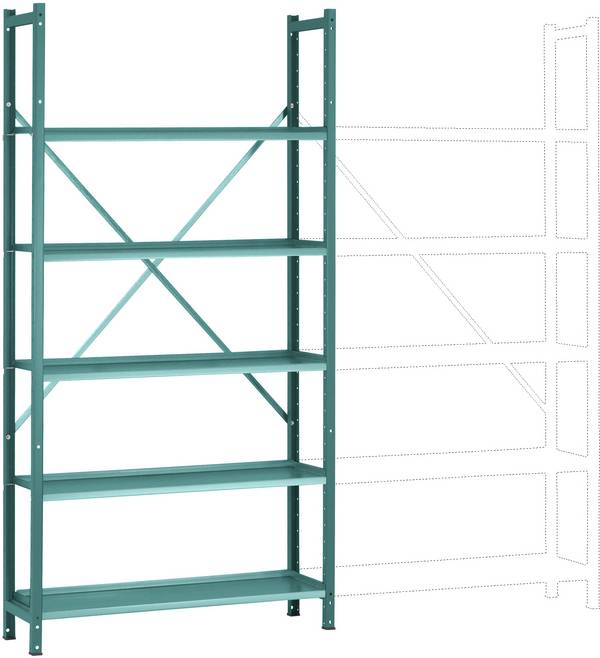 Manuflex RA3151.5021 Fackhylla grundmodul  (B x H x D) 1250 x 2500 x 700 mm    Stålbotten