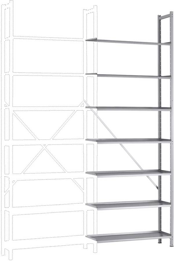 Manuflex RA3172.9006 Fackhylla tilläggsmodul  (B x H x D) 1250 x 2500 x 700 mm    Stålbotten