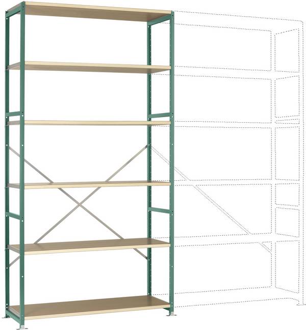 Manuflex RP1336.0001 Fackhylla grundmodul  (B x H x D) 1280 x 2500 x 800 mm    Trägolv
