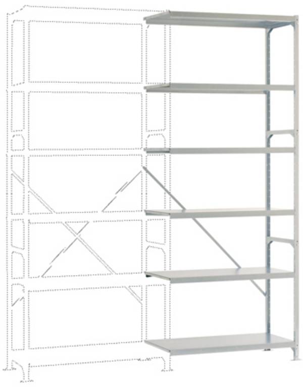 Manuflex RB2361 Fackhylla tilläggsmodul  (B x H x D) 1000 x 2500 x 500 mm    Stålbotten