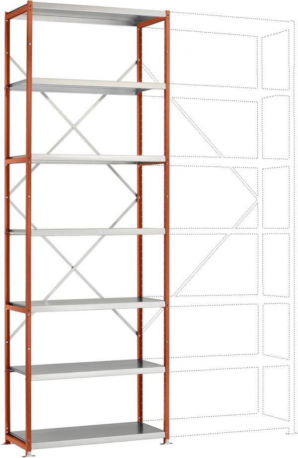Manuflex RP1624.2001 Fackhylla grundmodul  (B x H x D) 1030 x 3000 x 600 mm    Stålbotten