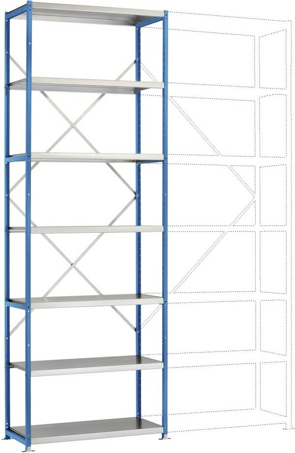 Manuflex RP1622.5012 Fackhylla grundmodul  (B x H x D) 1030 x 3000 x 400 mm    Stålbotten