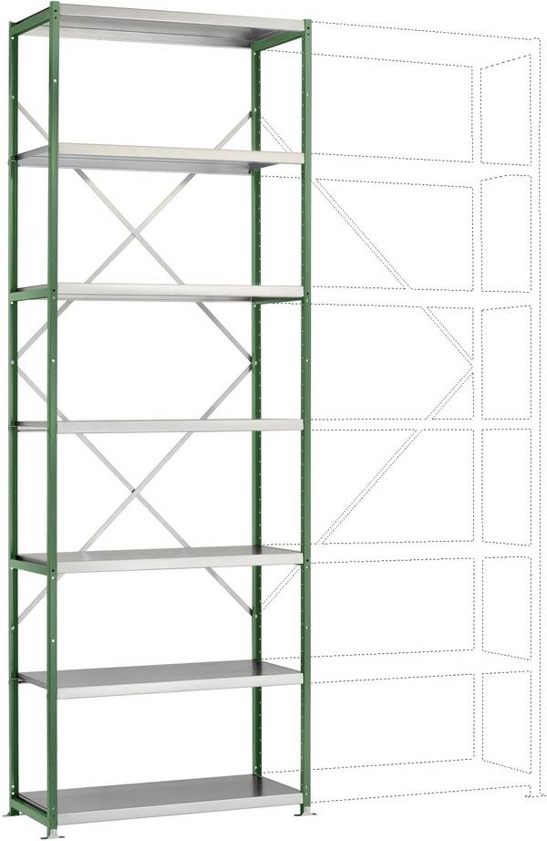 Manuflex RP1617.6011 Fackhylla grundmodul  (B x H x D) 1030 x 3000 x 300 mm    Stålbotten