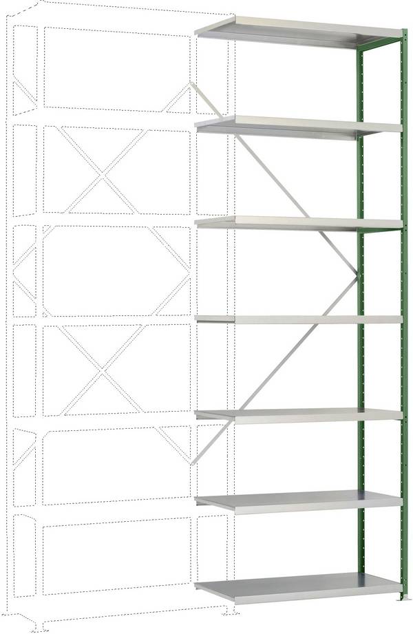 Manuflex RP1717.6011 Fackhylla tilläggsmodul  (B x H x D) 1000 x 3000 x 300 mm    Stålbotten