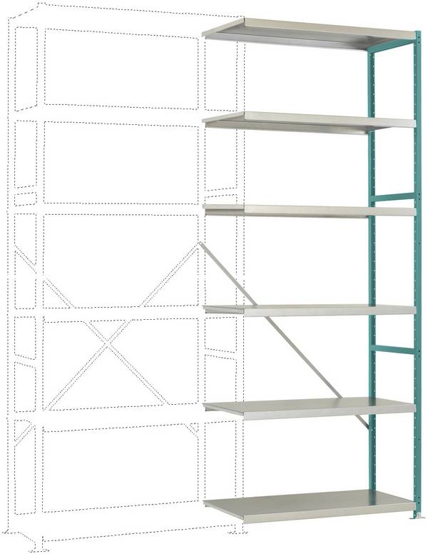 Manuflex RP1422.5021 Fackhylla tilläggsmodul  (B x H x D) 1000 x 2500 x 400 mm    Stålbotten