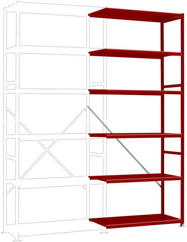 Manuflex RP1354.3003 Fackhylla tilläggsmodul  (B x H x D) 1000 x 2500 x 600 mm    Stålbotten