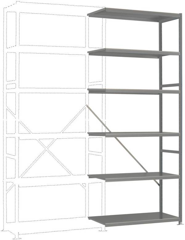 Manuflex RP1353.9006 Fackhylla tilläggsmodul  (B x H x D) 1000 x 2500 x 500 mm    Stålbotten