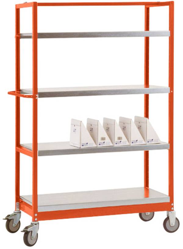 Manuflex TV3242.2001 TV3242.2001  Hyllvagn bromsar Stålbleck pulverlackerat  Rödorange (RAL 2001)