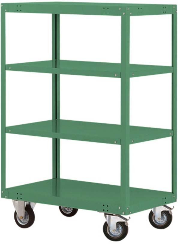 Manuflex TRANSOMOBIL TP4133.6011  Hyllvagn bromsar Stål pulverlackerat  Resedagrön (RAL 6011)