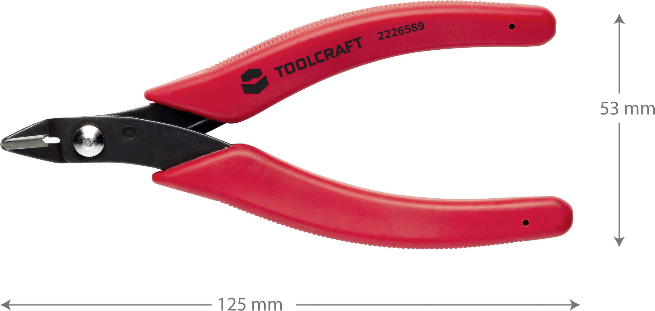 'TOOLCRAFT' Sidavbitare, röda handtag, svart skäregg, längd 125 mm, bredd 53 mm.