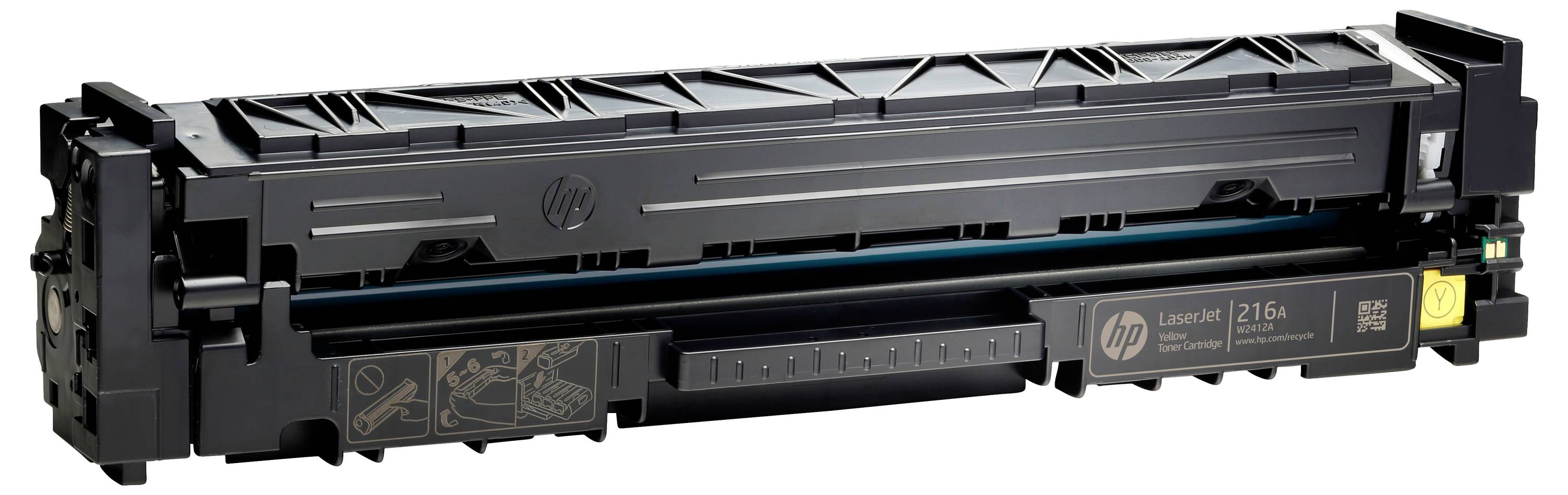 HP LaserJet 216 tonerkassett, svart, visad i sidovy på vit bakgrund.