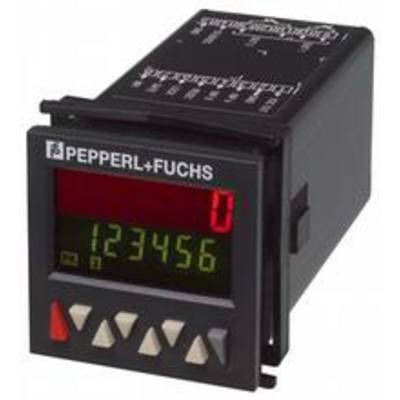 Digital räknare från Pepperl+Fuchs med röd LED-display som visar '123456'. Enhet med flera manöverelement på framsidan.