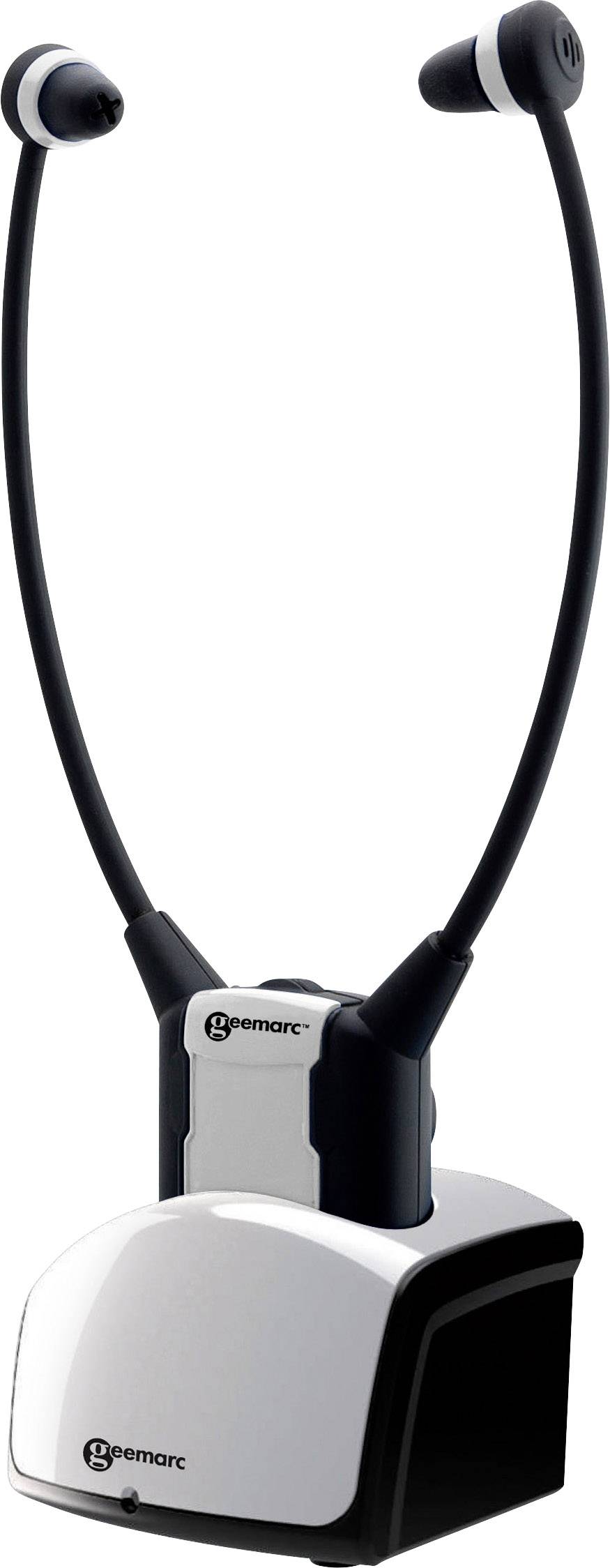Geemarc CL7350AD TV In Ear hörlurar Trådlös Svart, Vit Lätt bygel, Volymkontroll, Headset