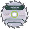 Metabo CORDLESS CUT WOOD CLASSIC 628650000 Cirkelsågblad 165 x 20 x 1 mm Antal tänder (per tum): 18 1 st