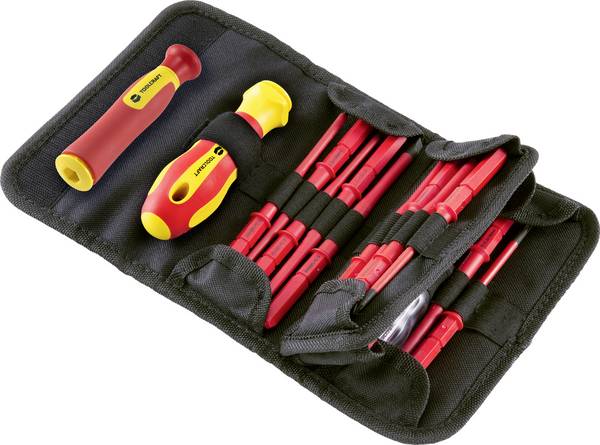 TOOLCRAFT 2236585 Utbytbar blad 18 delar Spår, Ytter-sexkant (TX), Stjärnspår Phillips, Stjärnspår Pozidriv Elektronik och finmekanik, Elektriker, VDE, Verkstad