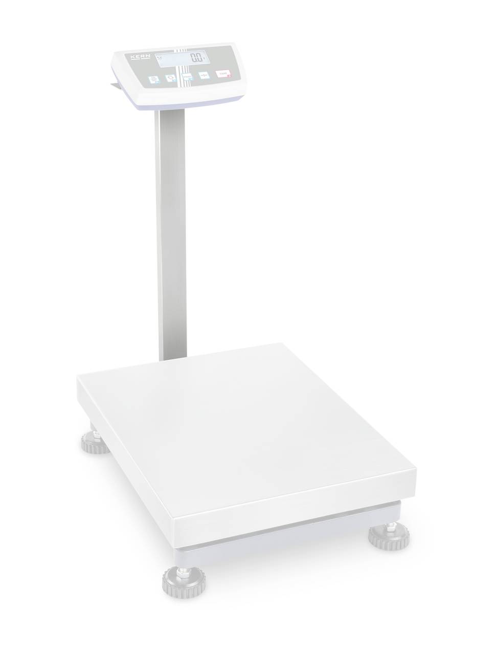 Elektronisk industrivåg med digitalt display, placerad på golvet, visar viktmätningar och är lämplig för industriella tillämpningar.