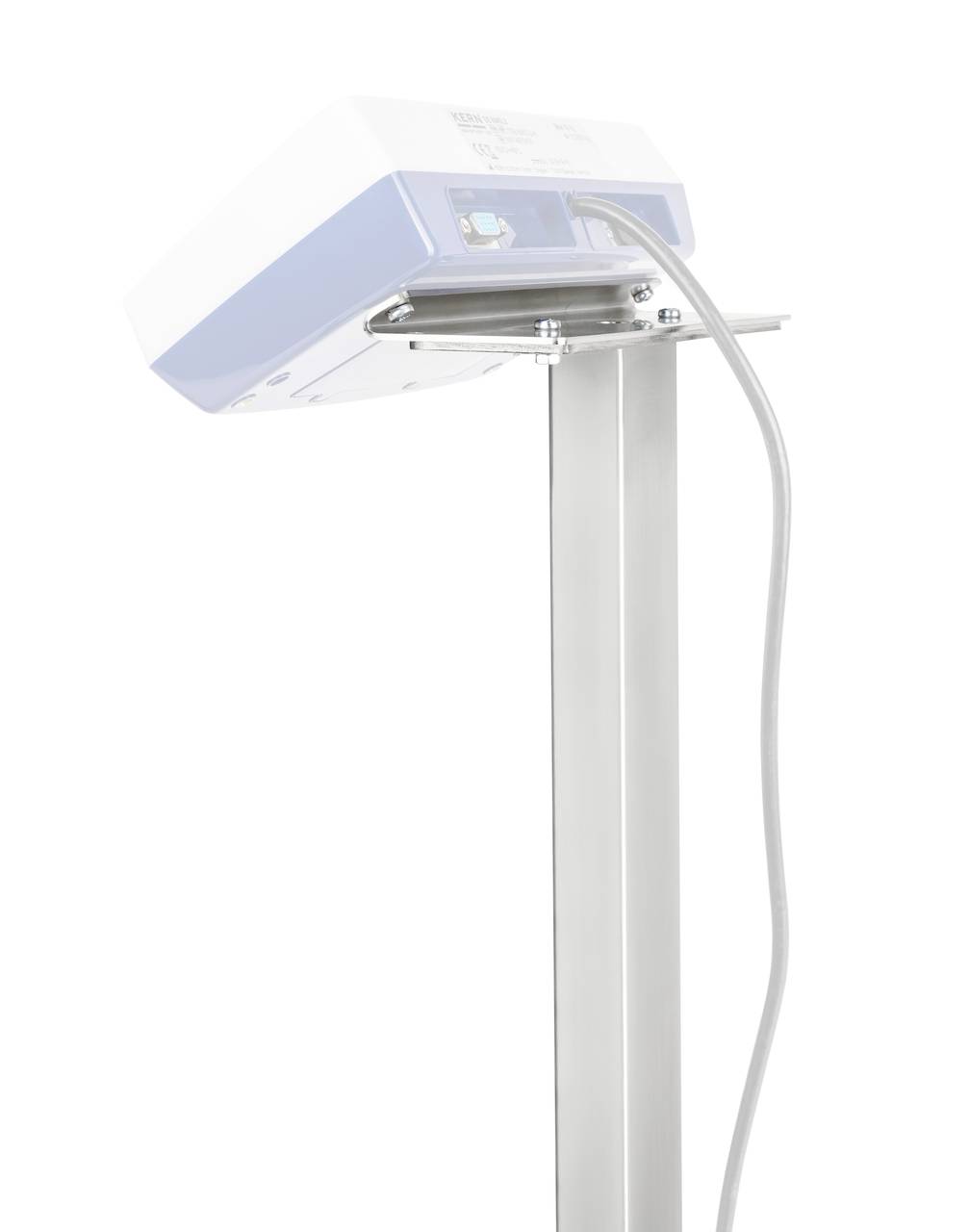 Medicinsk utrustning på ett silverfärgat stativ, med en kabel nedtill; sannolikt ett diagnos- eller behandlingsinstrument.