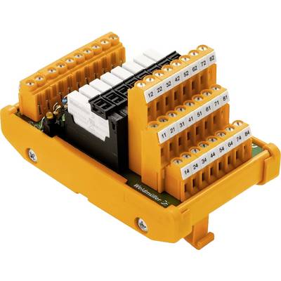 Tekniskt anslutningsblock i orange, med numrerade klämmor för elektriska anslutningar. Huvudsakligen avsett för industriella tillämpningar.