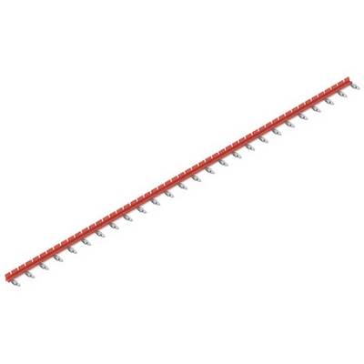 En röd, avlång skena med små, jämna krokar på undersidan. Den kan användas för kabel- eller slangdragning.